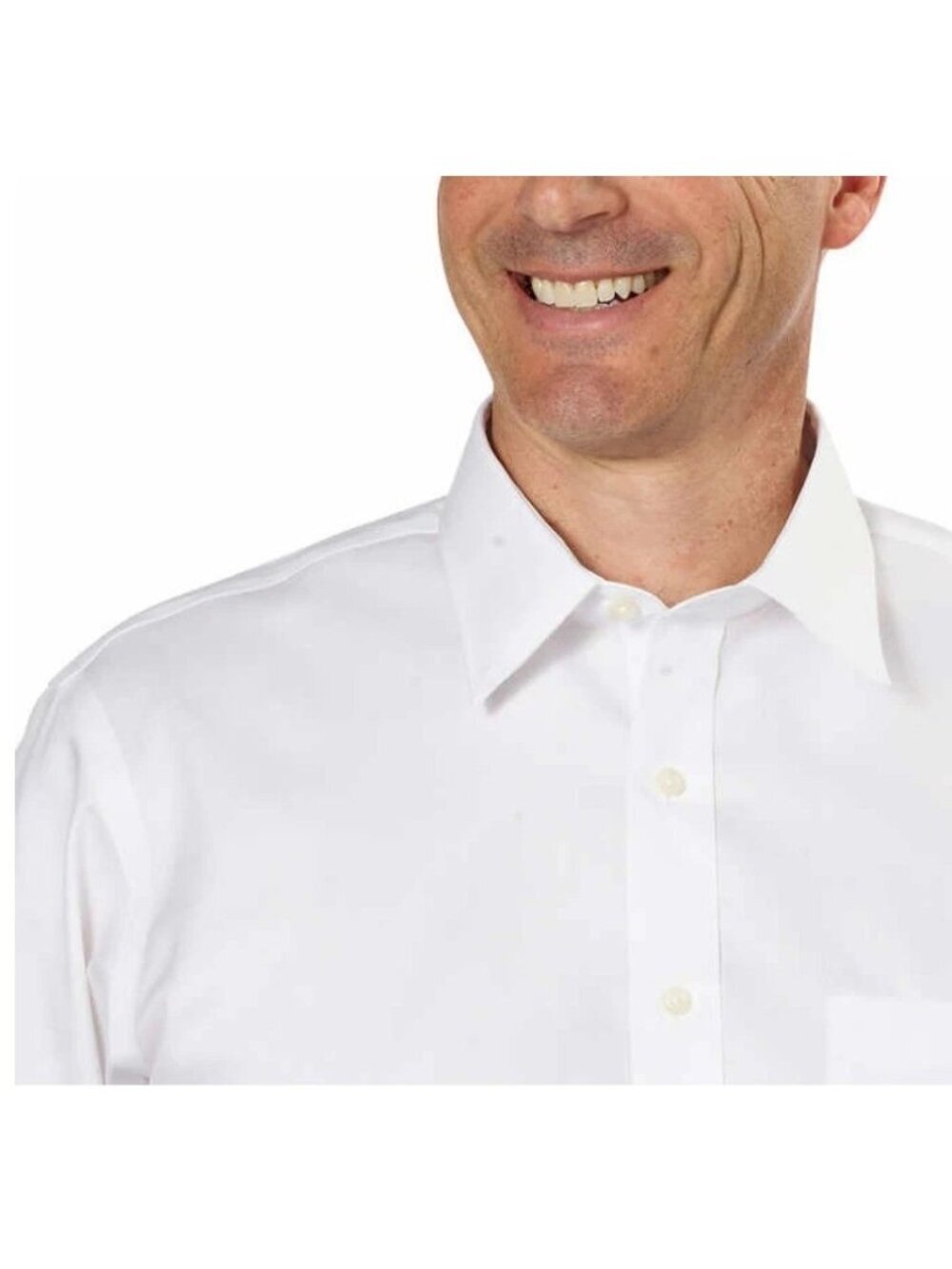 NWT Kirkland Signature Men's 15.5-33 White Tailored Fit Dress Shirt - Picture 2 of 10